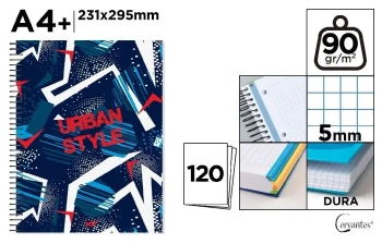 Notatnik A4+/120K kołowy kratka urban style - Cervantes