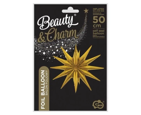 Balon foliowy Gwiazda 3D złota 50x46cm - Godan