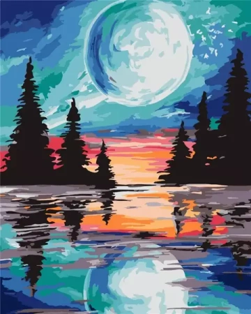 Malowanie po numerach - Pełnia księżyca 40x50cm - ArtiFly