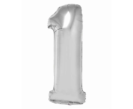 Balon foliowy Smart cyfra 1 srebrny 76cm - Godan