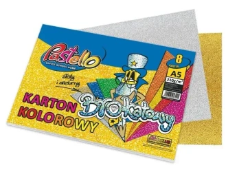 Karton brokat A5 210g 8 kartek mix - Alfa Pastello