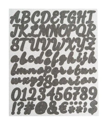 Naklejki z brokat Litery cyfry znaki czarne 83szt - Dalprint