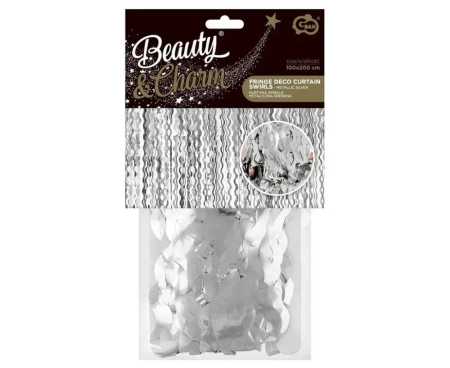 Kurtyna Spirale metaliczna srebrna 100x200cm - Godan