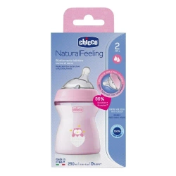 Butelka plastikowa NaturalFeeling różowa 250ml 2m+ - Chicco