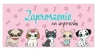 Zaproszenie pieski z kopertami 5szt - Henry