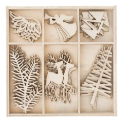 Kształty z drewna - święta 4 30szt - Dalprint dpCraft