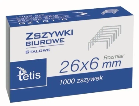 Zszywki biurowe 26/6 1000szt. GZ101-C - Tetis