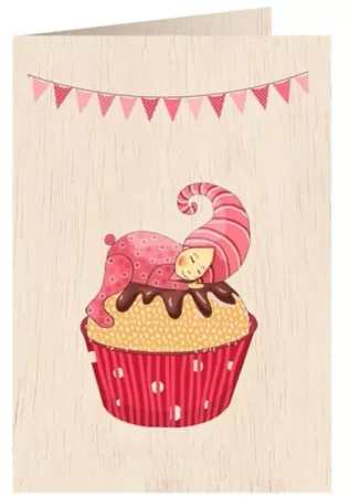 Karnet drewniany C6 + koperta Narodziny dziewczyna - Cozywood