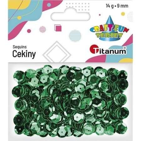 Cekiny okrągłe 9mm metaliczne zielone 14g - Titanum