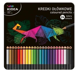 Kredki trójkątne w met. pudełku 24 kolory KIDEA - DERFORM