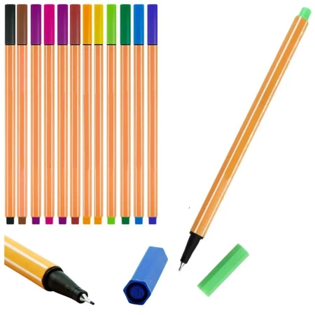 Cienkopisy 0,4mm kolorowe 12szt - Leantoys