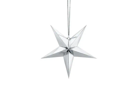 Gwiazda papierowa srebrna 30cm - PartyDeco