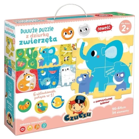 Duuuże puzzle z dziurką Zwierzęta 2+ - Bright Junior Media