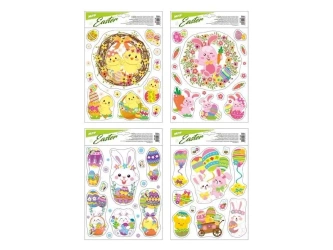 Naklejka na okno brokat Wielkanoc 30x42cm MIX - MFP