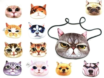 Torebka welurowa kot 22x17cm MIX - ADAR