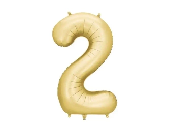 Balon foliowy cyfra 2 86cm złoty - PartyDeco