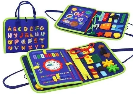 Walizka filcowa edukacyjna niebieska - Leantoys