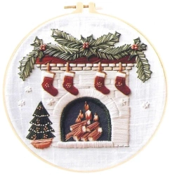 Zestaw do haftowania świąteczny kominek - Titanum