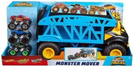 Hot Wheels Transporter Monster Mover + 3 auta - Mattel