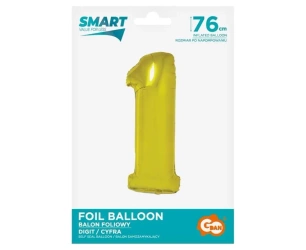 Balon foliowy cyfra 1 złota Smart 76cm - Godan