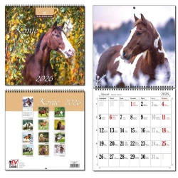 Kalendarz 2026 30x60 13 planszowy Konie - EV-Corp