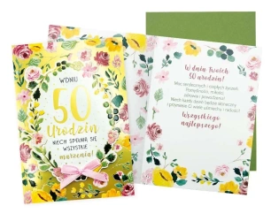 Karnet B6 Urodziny 50 (kwiaty) - Kukartka