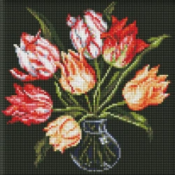 Diamentowa mozaika bez ramy - Eleganckie tulipany - Ideyka