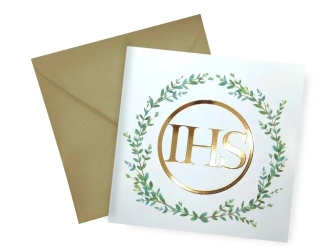 Karnet KW Komunia Liście Lakier 3D - Henry