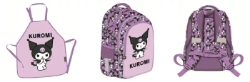 Plecak szkolny Kuromi + piórnik z wyposażeniem + worek +fartuszek + teczka