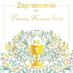 Zaproszenie - Komunia pattern IHS (5szt) - Henry