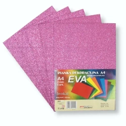 Pianka brokatowa A4 Eva różowa biodegrad. 5szt - Penword