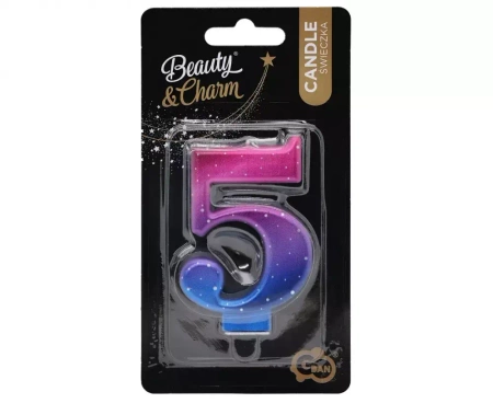Świeczka B&C cyferka 5 Night Sky metal 8cm - Godan