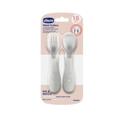 Sztućce metalowe szare 18m+ - Chicco