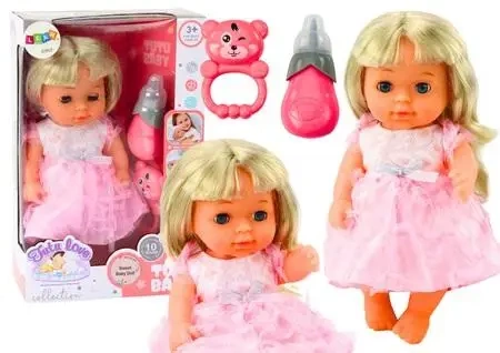 Lalka w jasno-różowej sukience siusiająca butelka - Leantoys