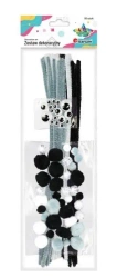 Zestaw druciki, pompony, oczka szare 80szt - Titanum