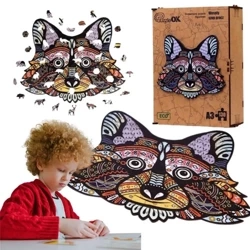 Puzzle drewniane eko 130 Wesoły szop pracz A3 - PuzzleOK