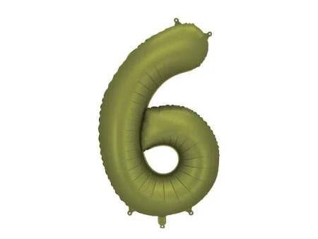Balon foliowy cyfra 6 86cm oliwkowy - PartyDeco
