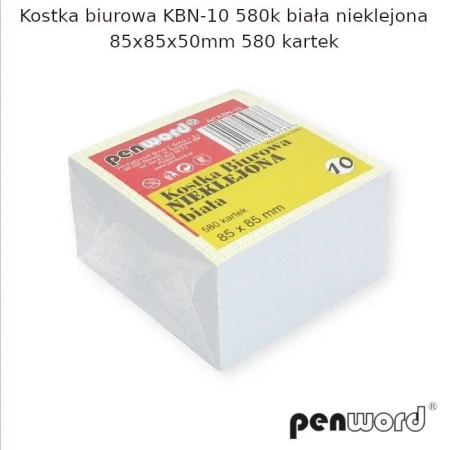 Kostka biurowa biała 85x85x50mm 580K - Penword