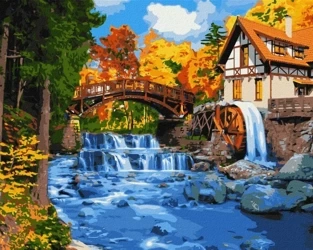 Malowanie po numerach - Domek z młynem 40x50cm - Ideyka