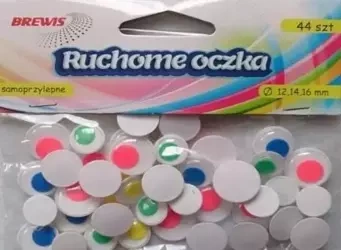 Ruchome oczka z kolorowymi źrenicami 44szt - Brewis