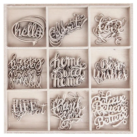 Kształty z drewna słowa 45szt - Dalprint dpCraft