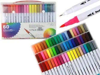 Pisaki dwustronne w organizerze 60szt - Leantoys