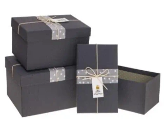 Pudełko prostokątne z kokardą 3szt czarny ROZETTE