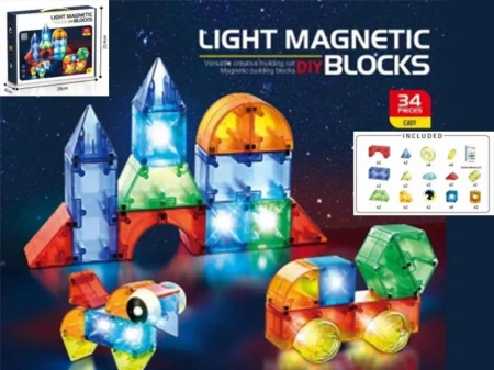 Klocki magnetyczne świecące 32el - Madej