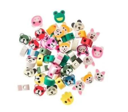 Koraliki polimerowe kolorowe zwierzątka 1cm 48szt - Dalprint dpCraft