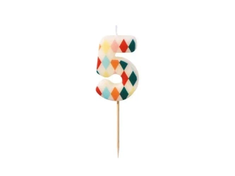 Świeczka urodzinowa 5 romby 5,5cm - PartyDeco