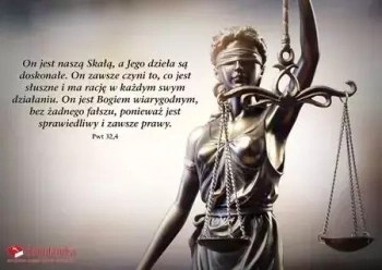 Kartka z wersetem. On jest naszą skałą, a Jego dzieła są doskonałe