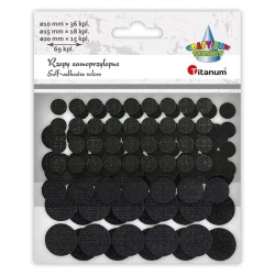 Rzepy samoprzylepne okrągłe czarne 69kpl - Titanum