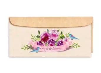 Karnet drewniany DL z drewnianą kopertą Gratulacje - Cozywood