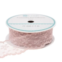 Tasiemka koronkowa pudrowo-rózowa 2,5cmx2m - Dalprint dpCraft